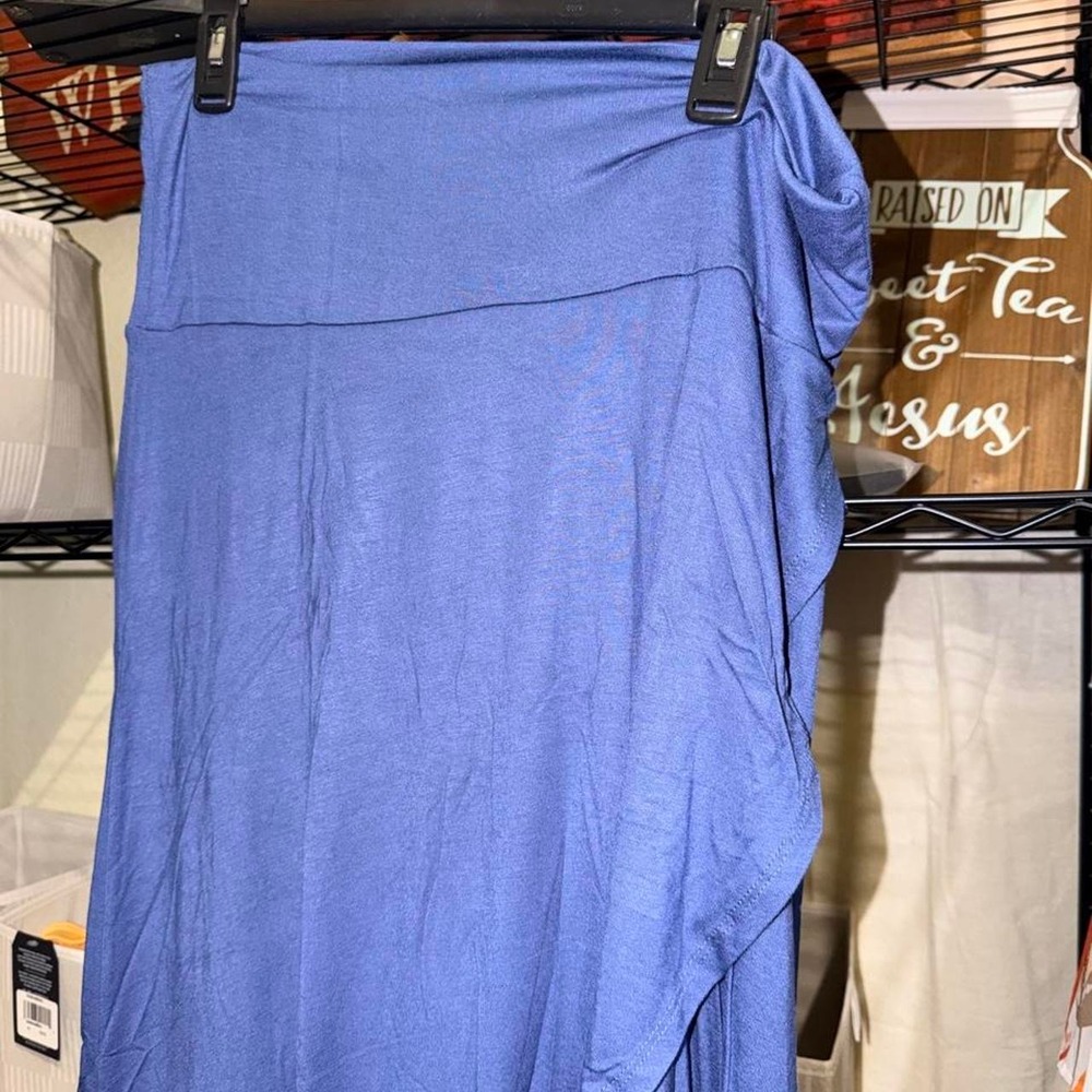 Azules Denim Blue High-Low Ruffle Maxi Skirt - Picture 4 of 5